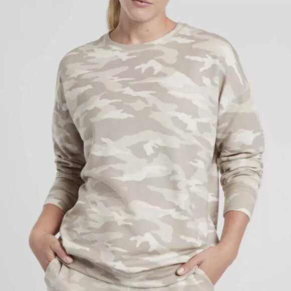 Athleta Balance Crew Neck Sweater Cream Camo Size Medium - Picture 1 of 10